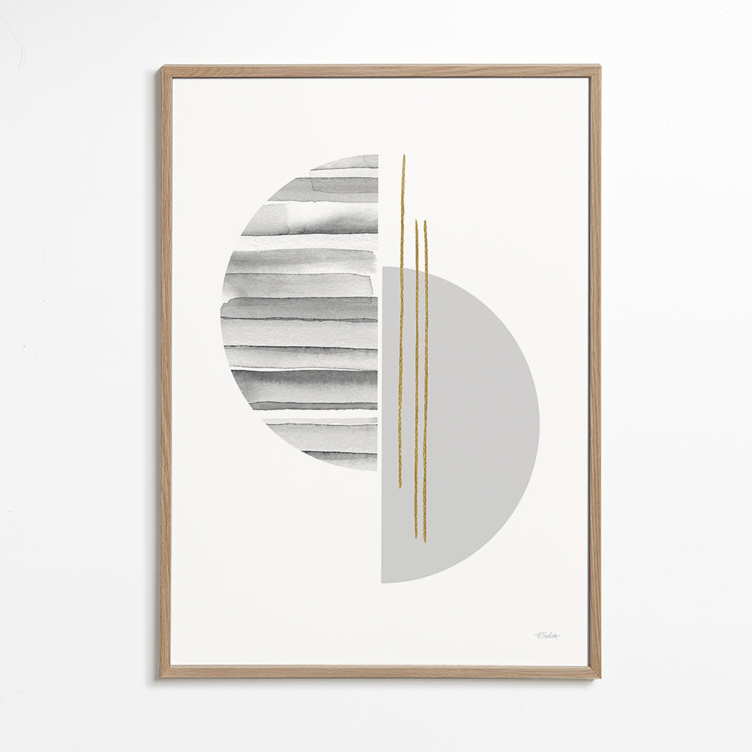 Plakat geometryczny minimal z złotymi kreskami