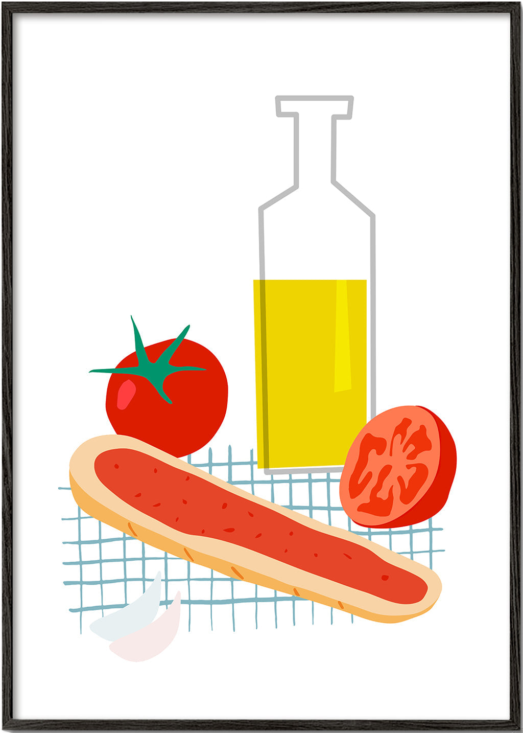Sztuka do kuchni: chleb i pomidor ilustracja
