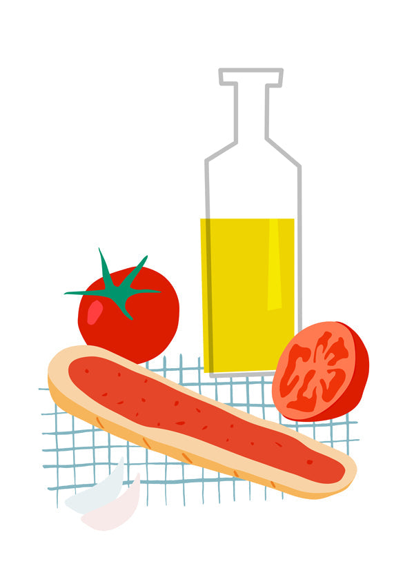 Sztuka do kuchni: chleb i pomidor ilustracja