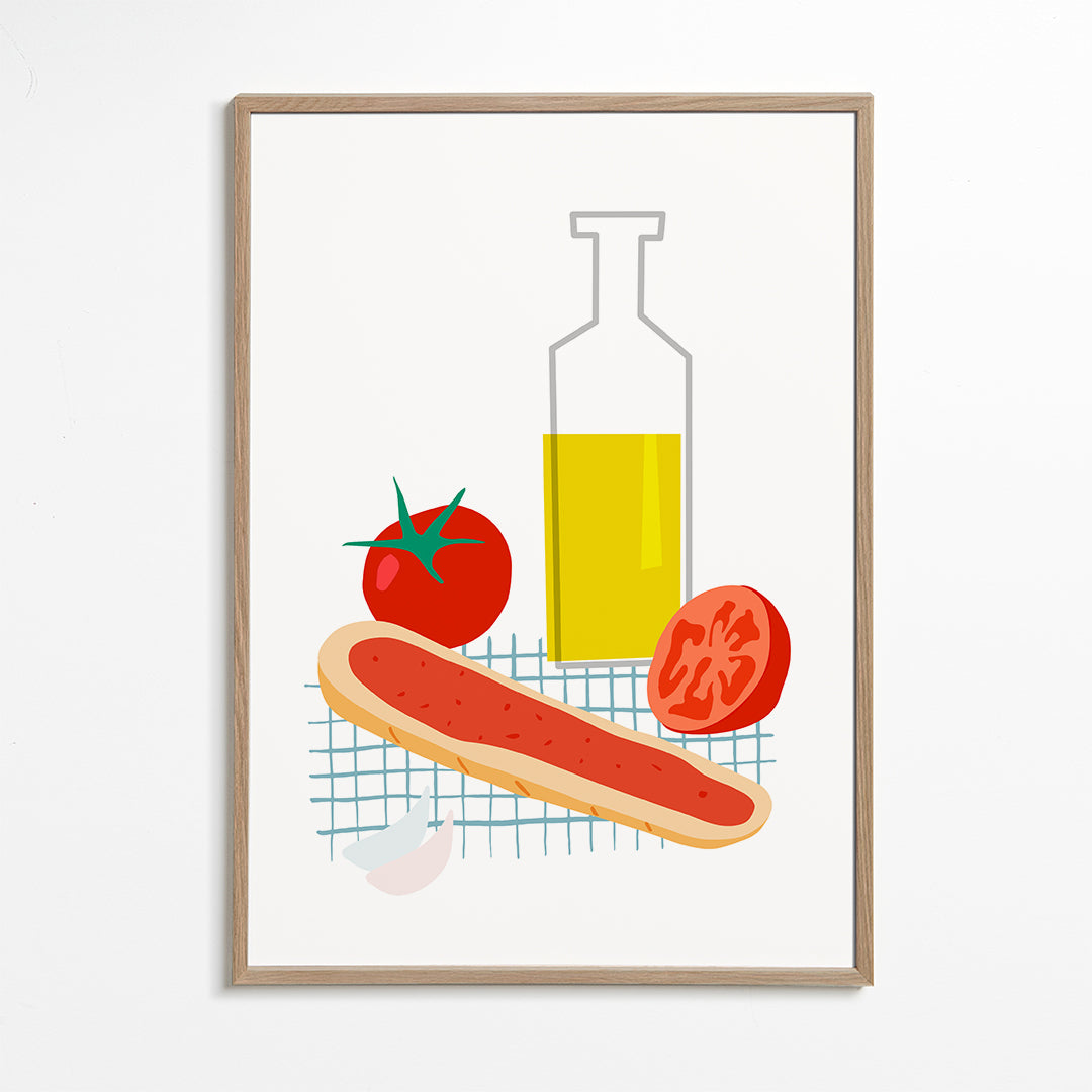 Sztuka do kuchni: chleb i pomidor ilustracja