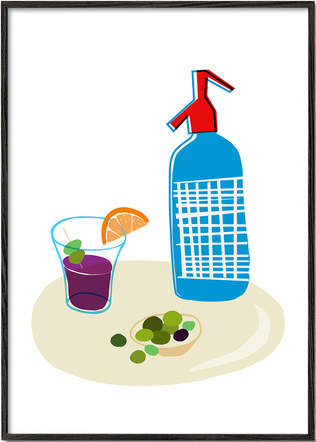Sztuka do kuchni: syfon i kieliszek vermouth ilustracja