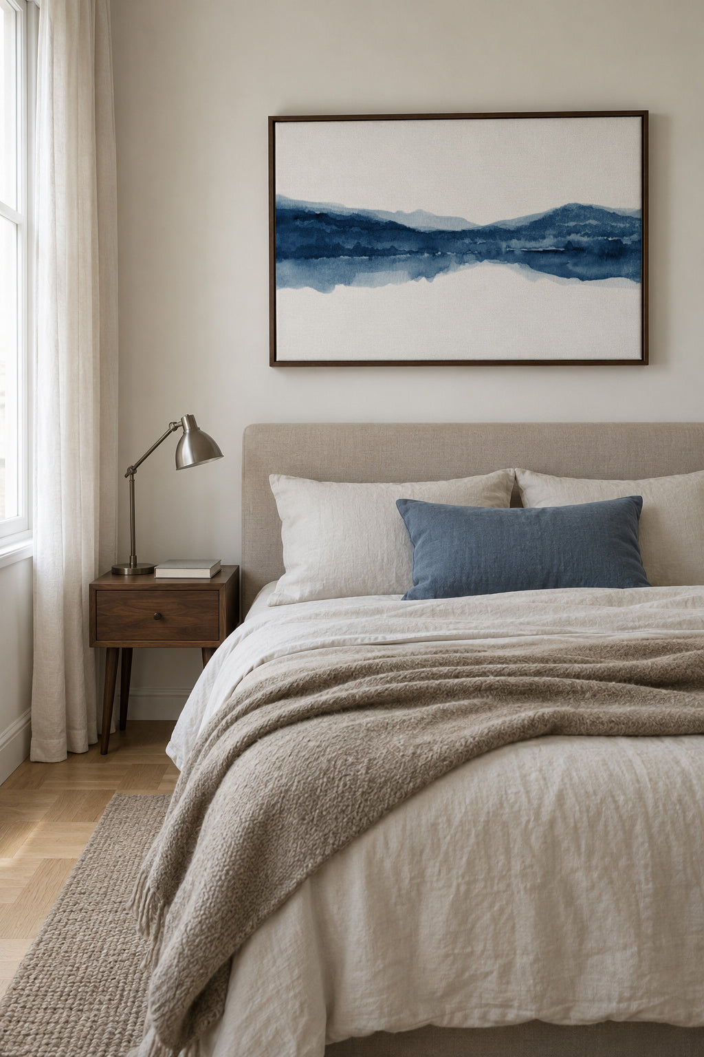 Watercolor landscape N1 - Framed canvas in an interior