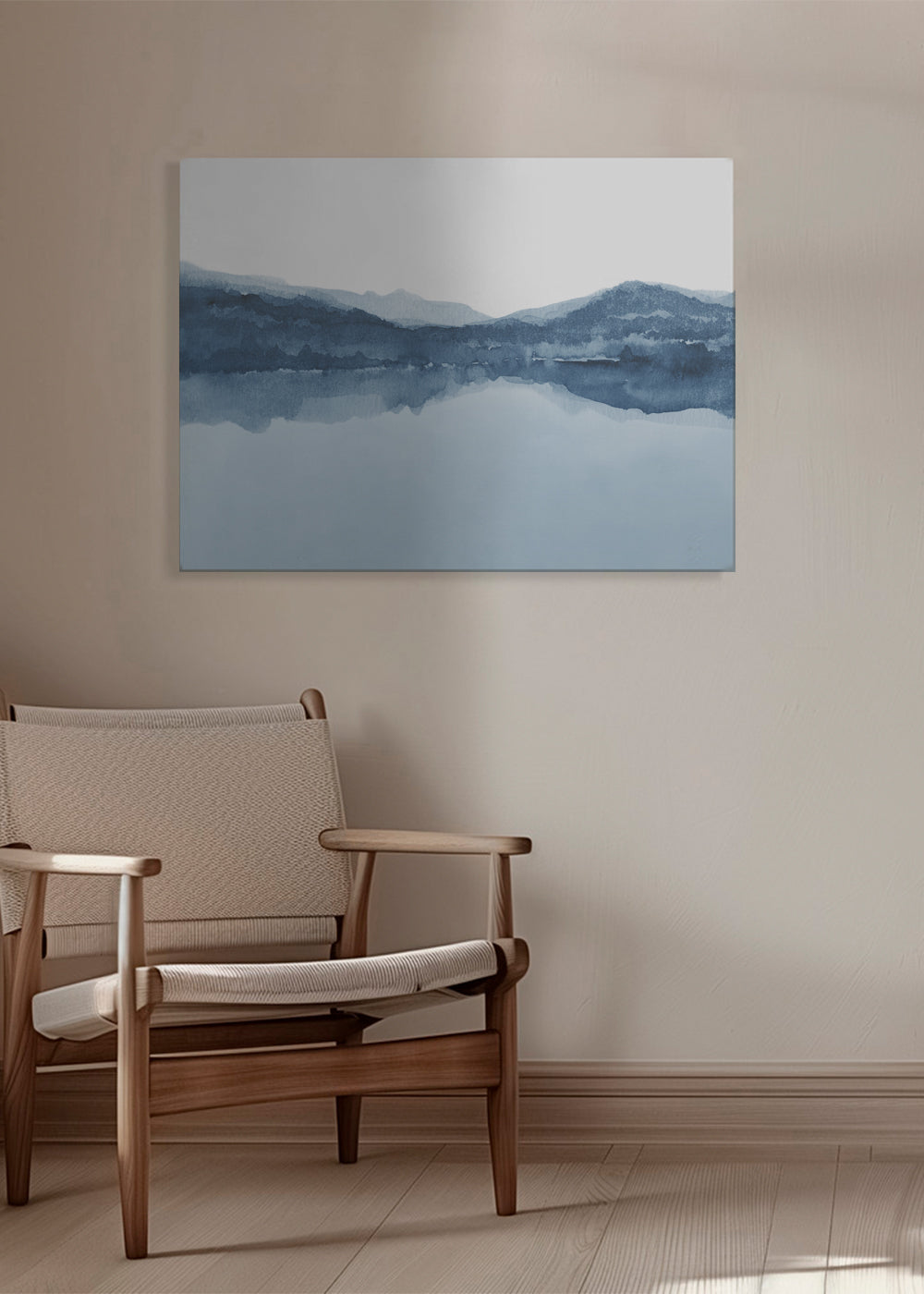 Plakat akwarela jezioro i góry