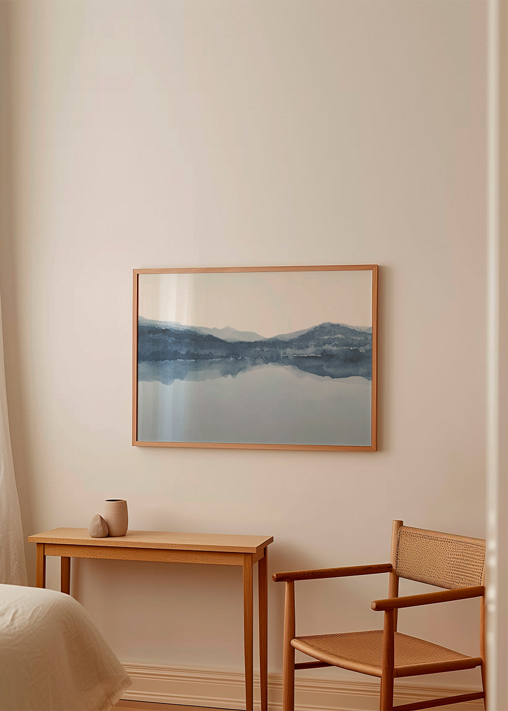 Plakat akwarela jezioro i góry