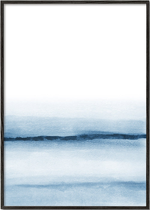 Krajobraz akwarela minimal niebieski