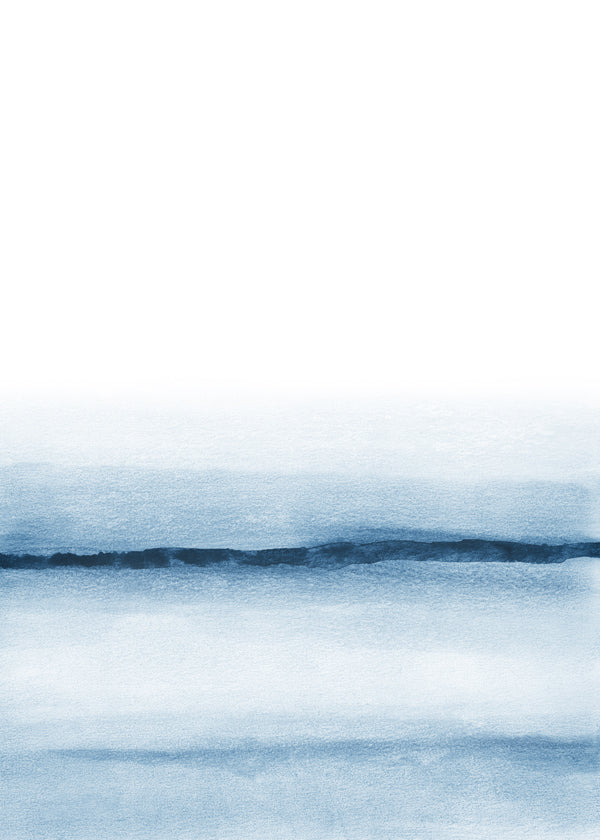 Krajobraz akwarela minimal niebieski