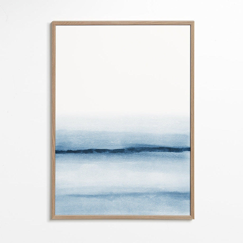 Krajobraz akwarela minimal niebieski