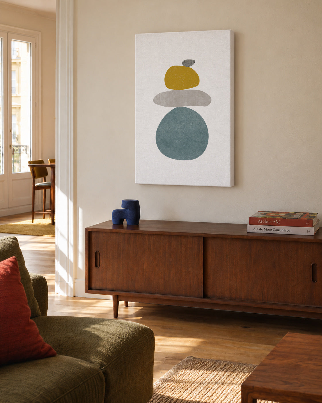 Pebbles N 5 - Unframed canvas in an interior