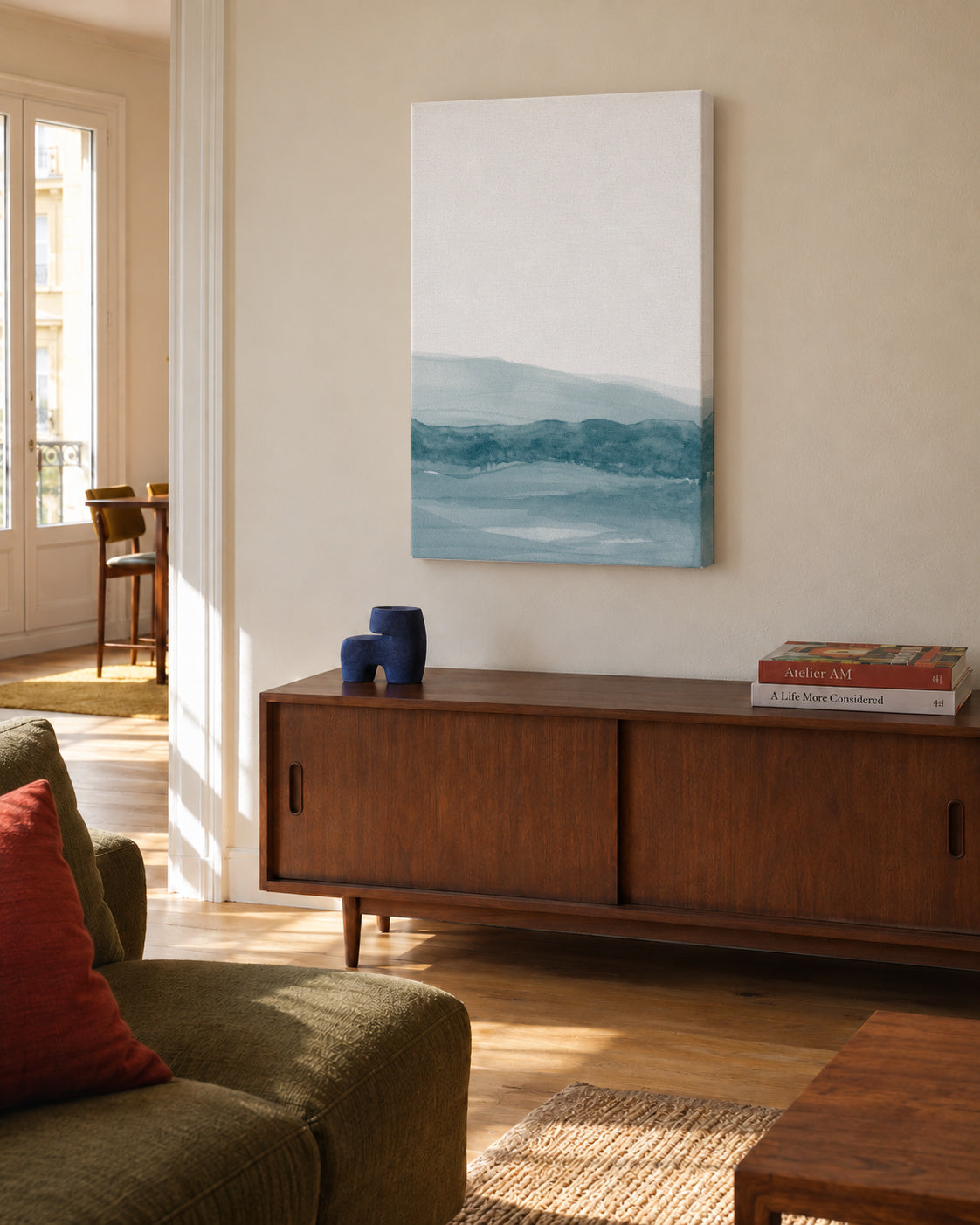 Watercolor Landscape N 21 - Unframed canvas in an interior