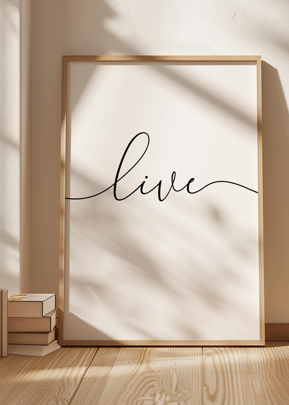 Minimalistyczny plakat z napisem 'Live'