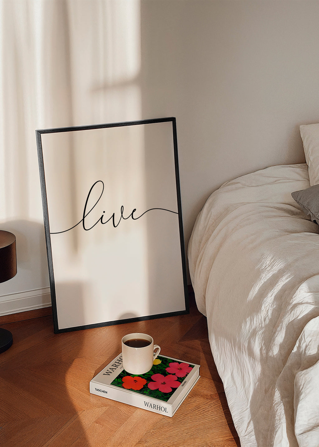 Live - Framed poster in an interior