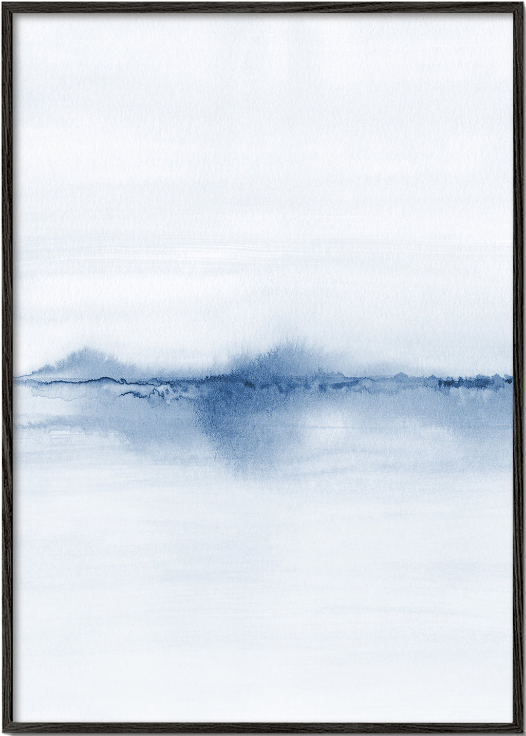 Pejzaż akwarelowy niebieski minimal