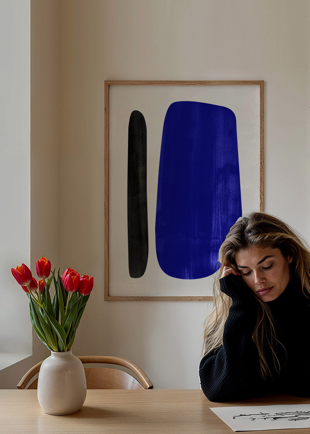 Abstract N 32 - Reflex Blue - Framed poster in an interior