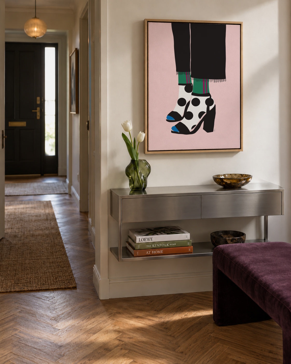 Socks and heels - Framed canvas in an interior