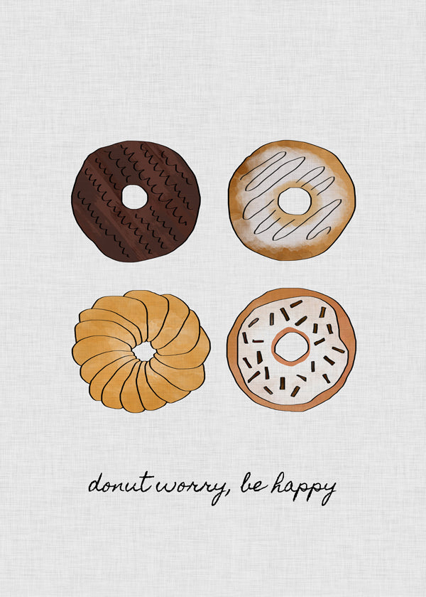 Sztuka do kuchni z ilustrowanymi donutami i zabawnym napisem