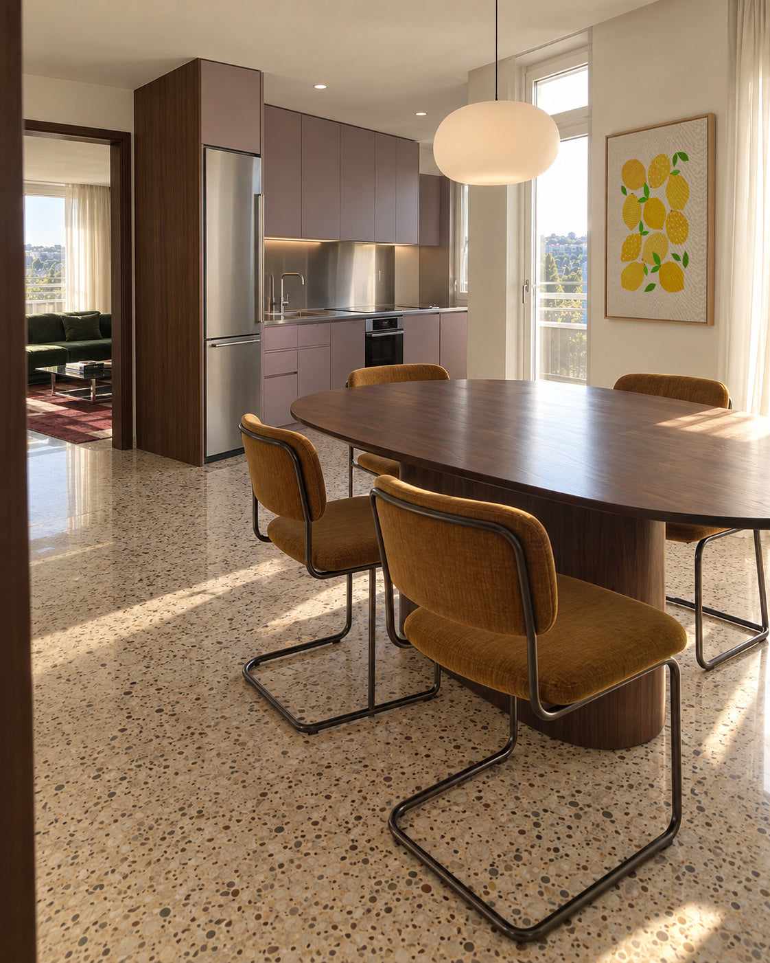 Lemon crowd - Framed canvas in an interior