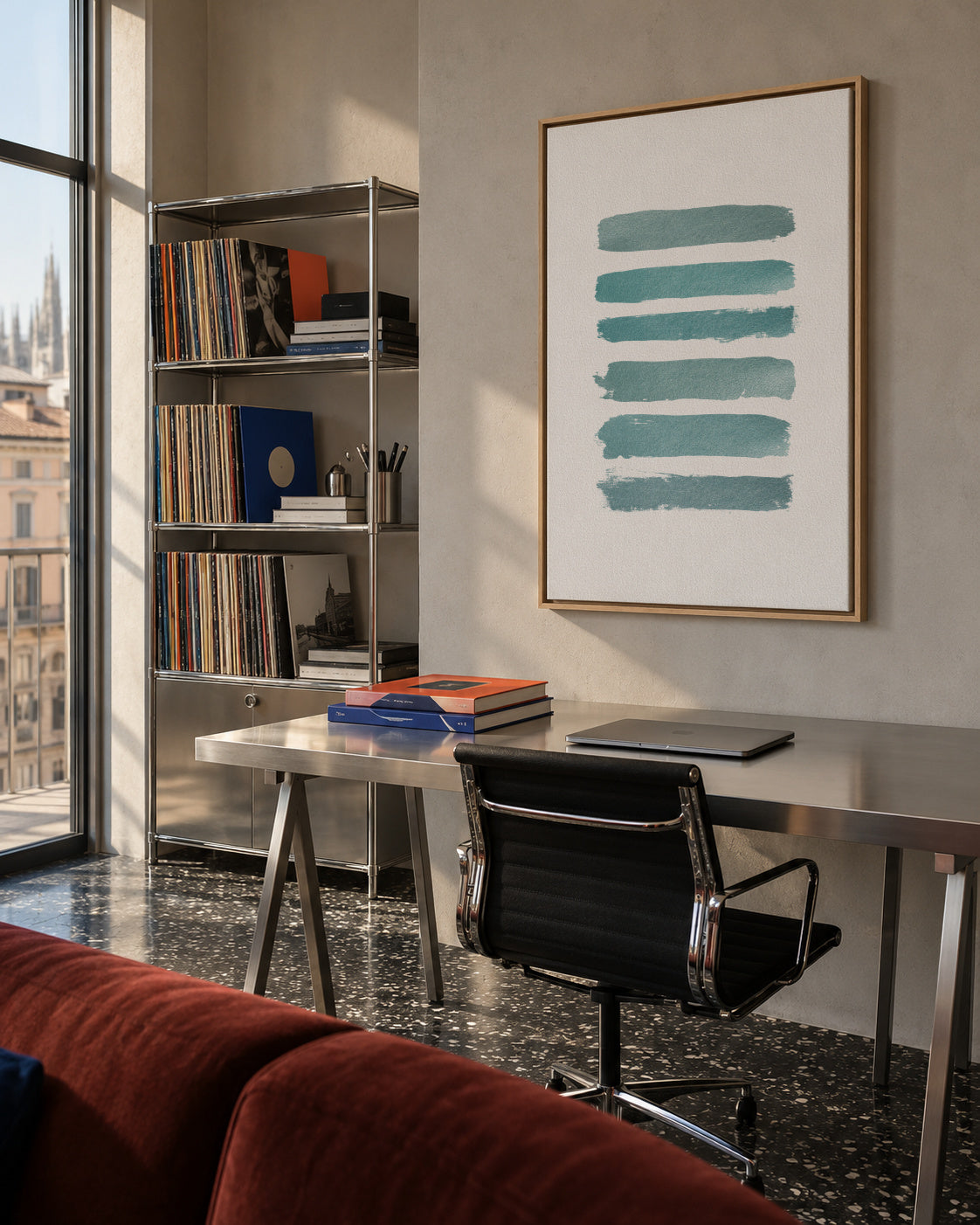 Ombre Turquoise - Framed canvas in an interior