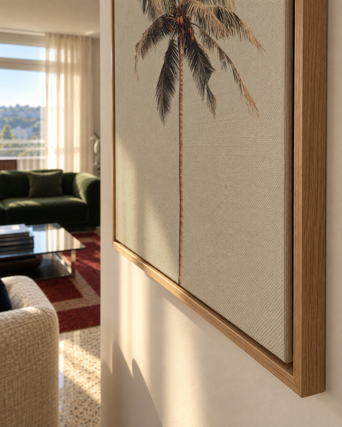 Palm tree by the beach - Framed canvas detail