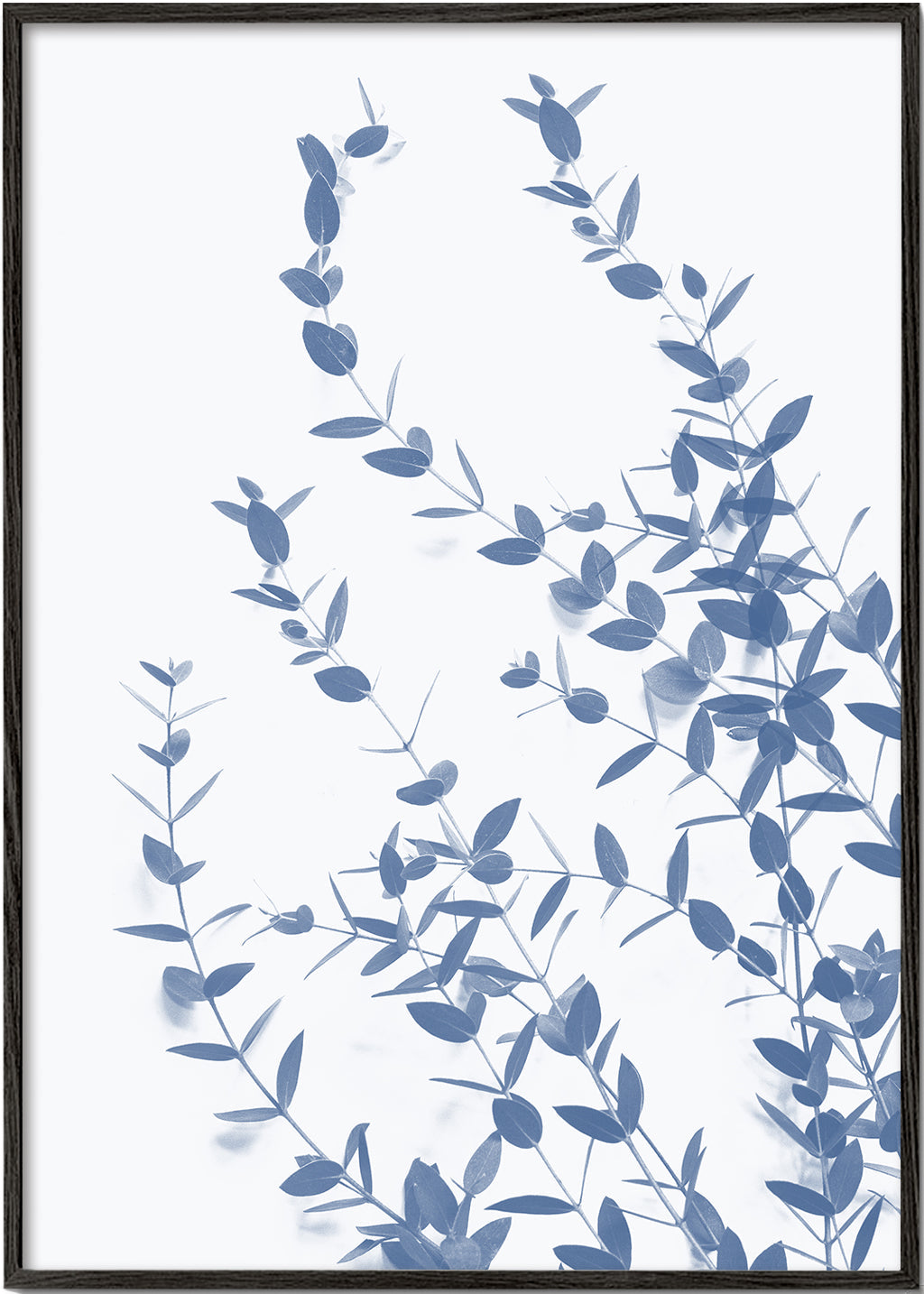 Plakat botaniczny niebieskie liście na jasnym tle