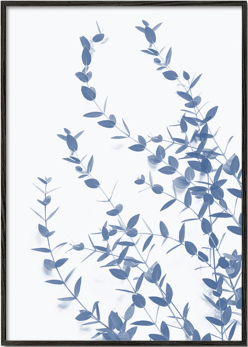 Plakat botaniczny niebieskie liście na jasnym tle