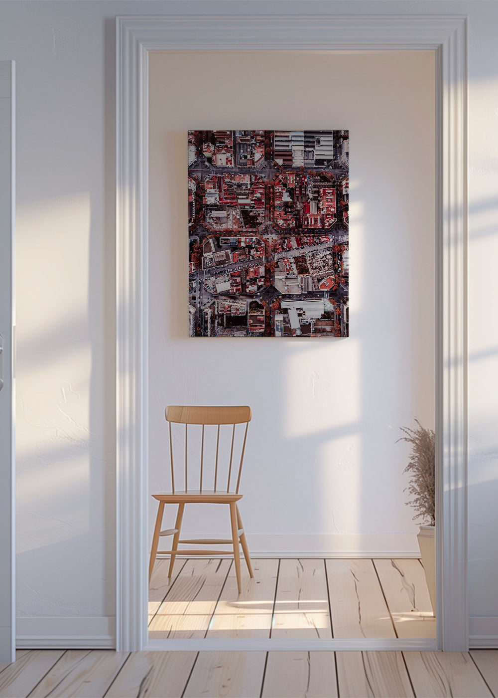 Plakat miasta zdjęcie z lotu dachy czerwone