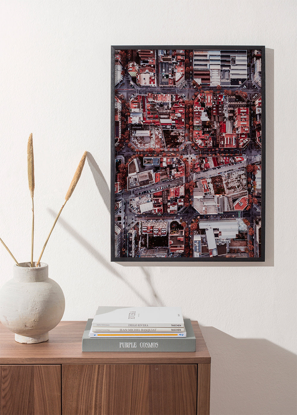Plakat miasta zdjęcie z lotu dachy czerwone