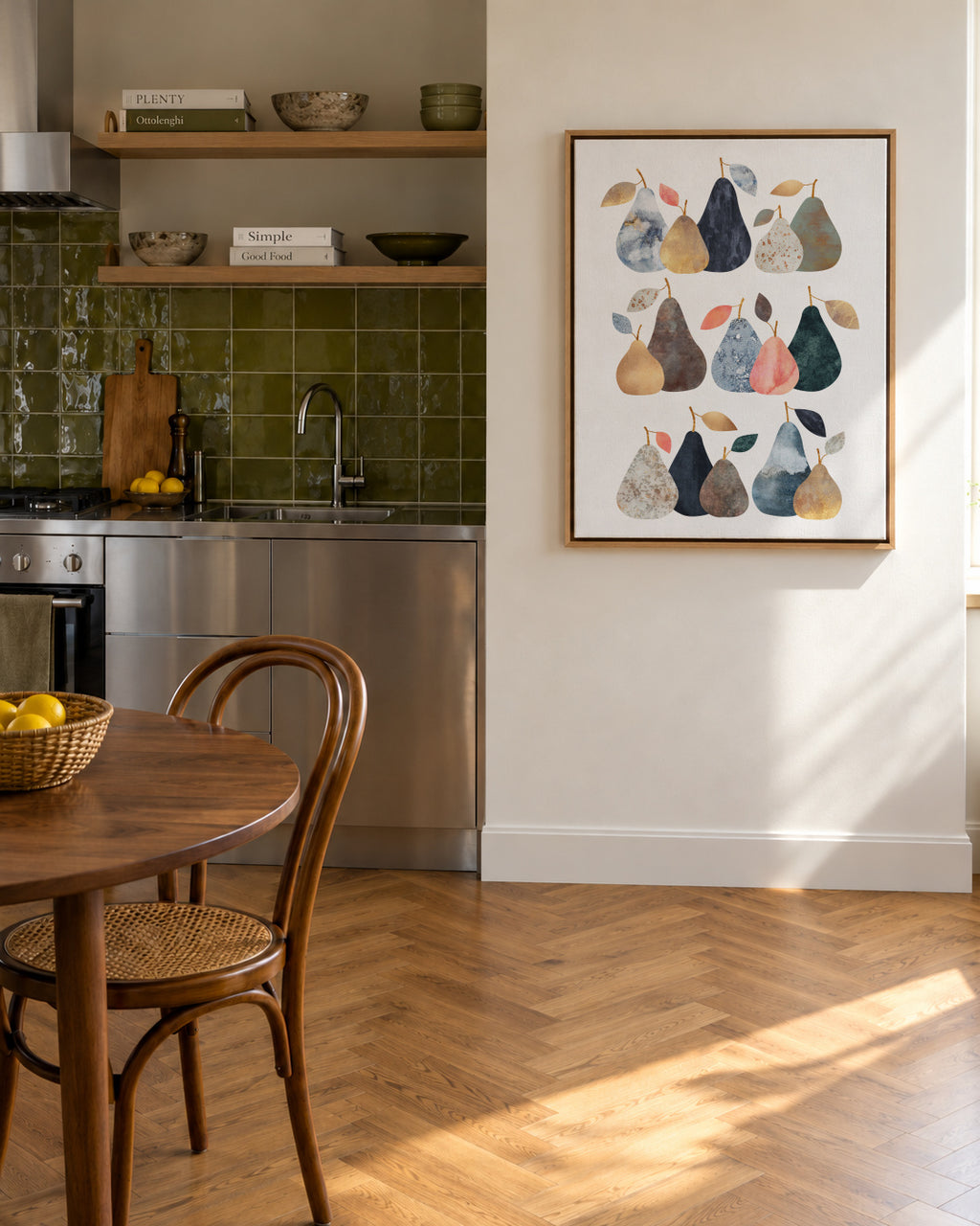 Pears - Framed canvas in an interior