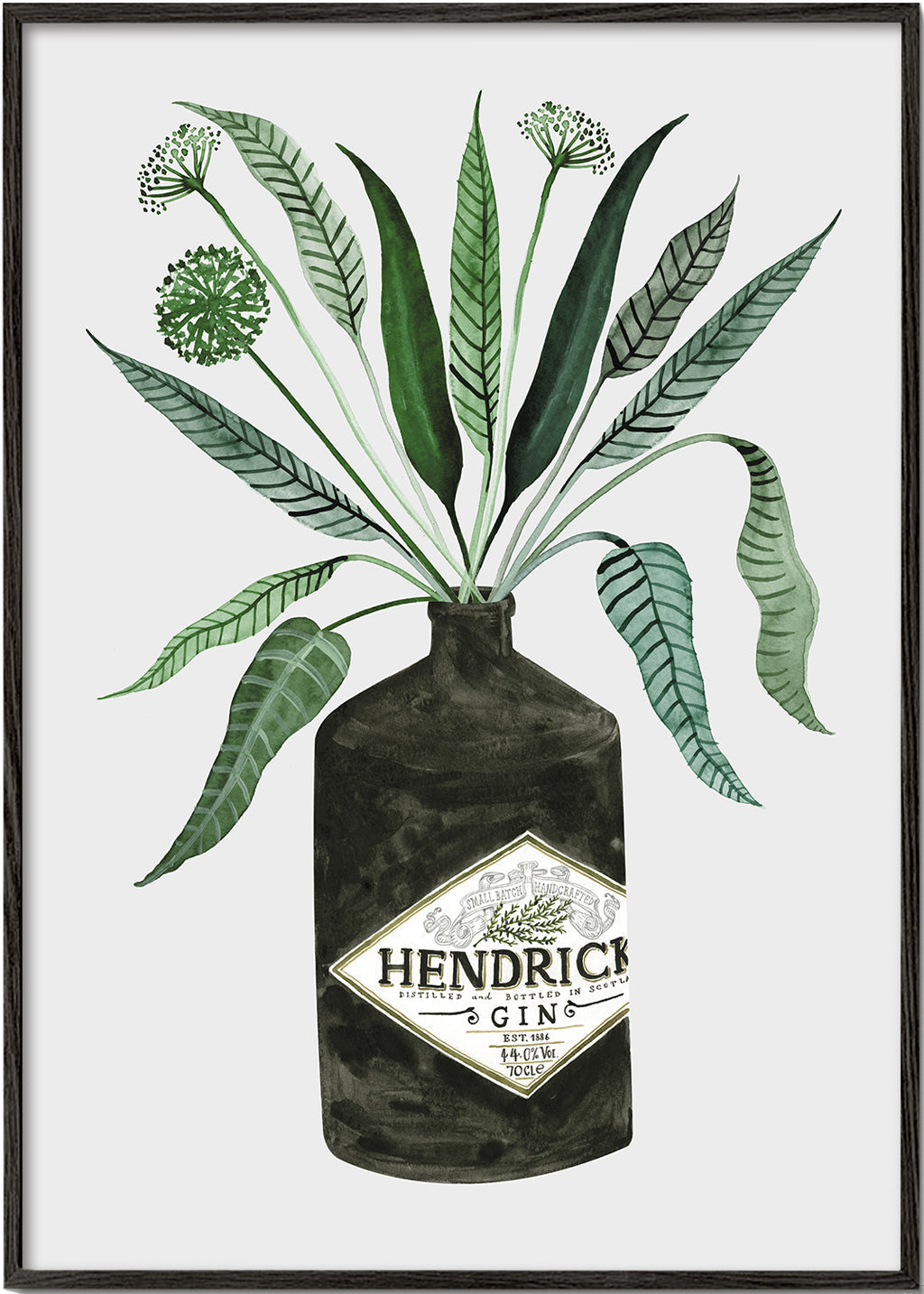 Sztuka do kuchni butelka Hendrick's z listowiem