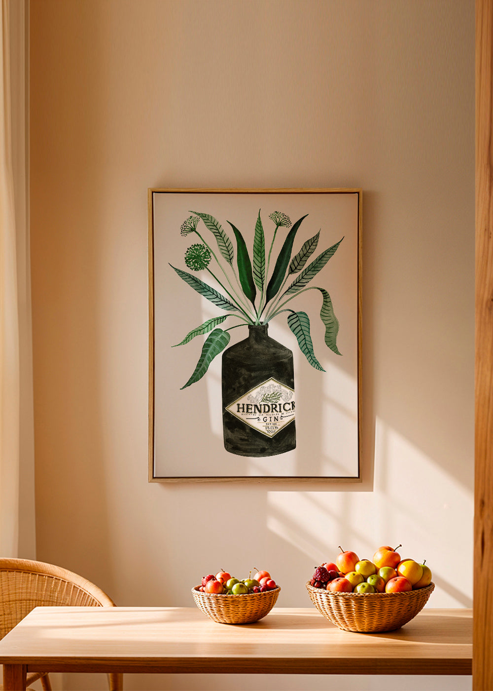 Sztuka do kuchni butelka Hendrick's z listowiem