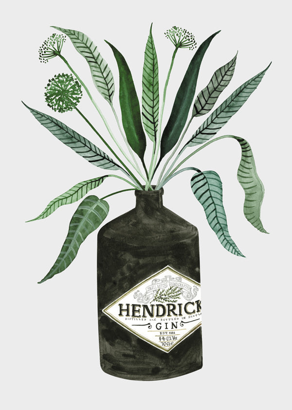Sztuka do kuchni butelka Hendrick's z listowiem