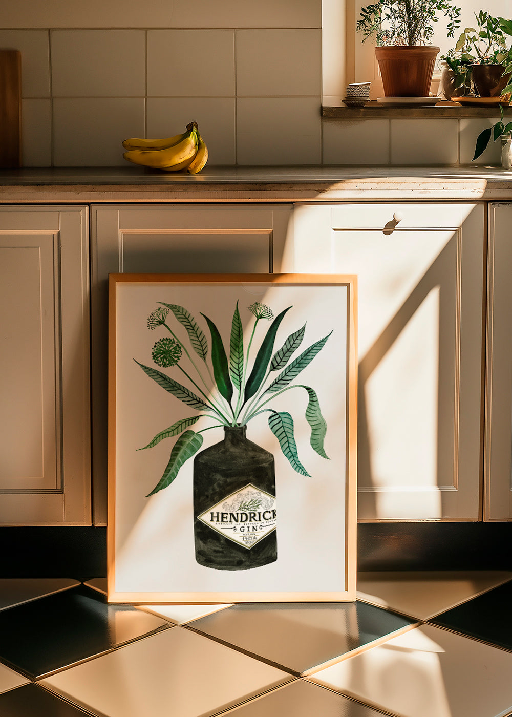 Sztuka do kuchni butelka Hendrick's z listowiem