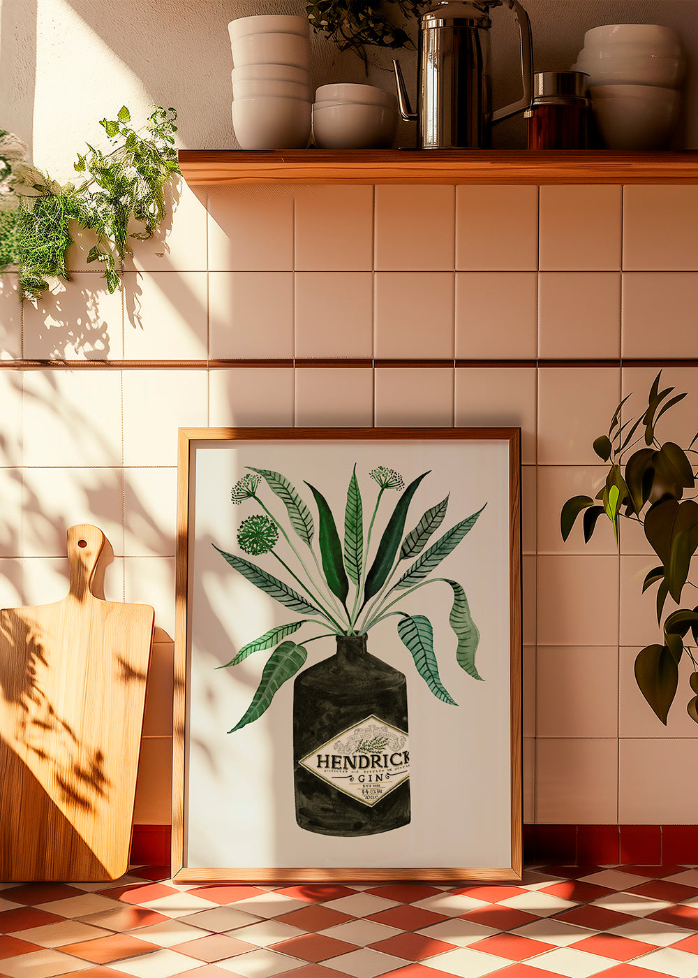 Sztuka do kuchni butelka Hendrick's z listowiem