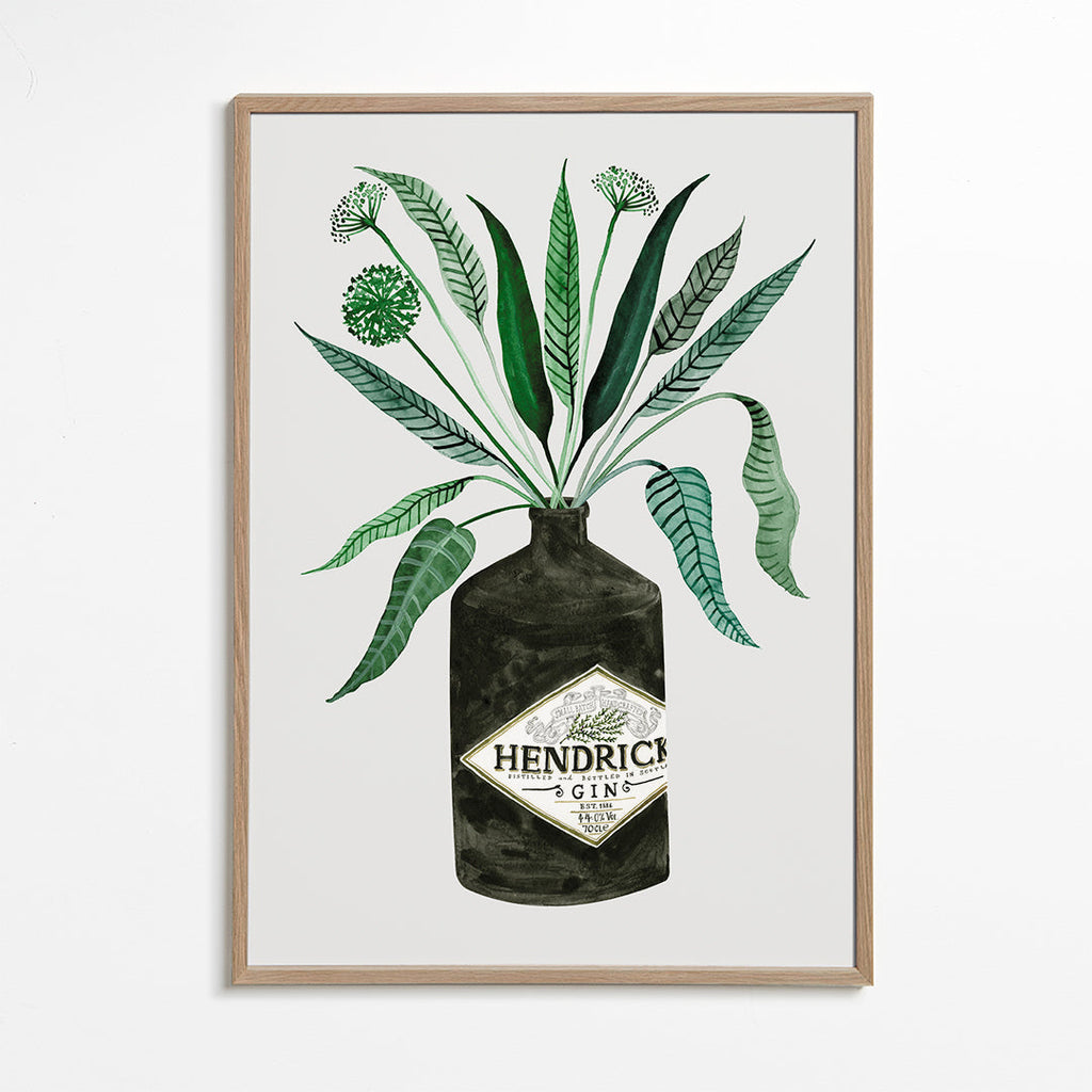 Sztuka do kuchni butelka Hendrick's z listowiem