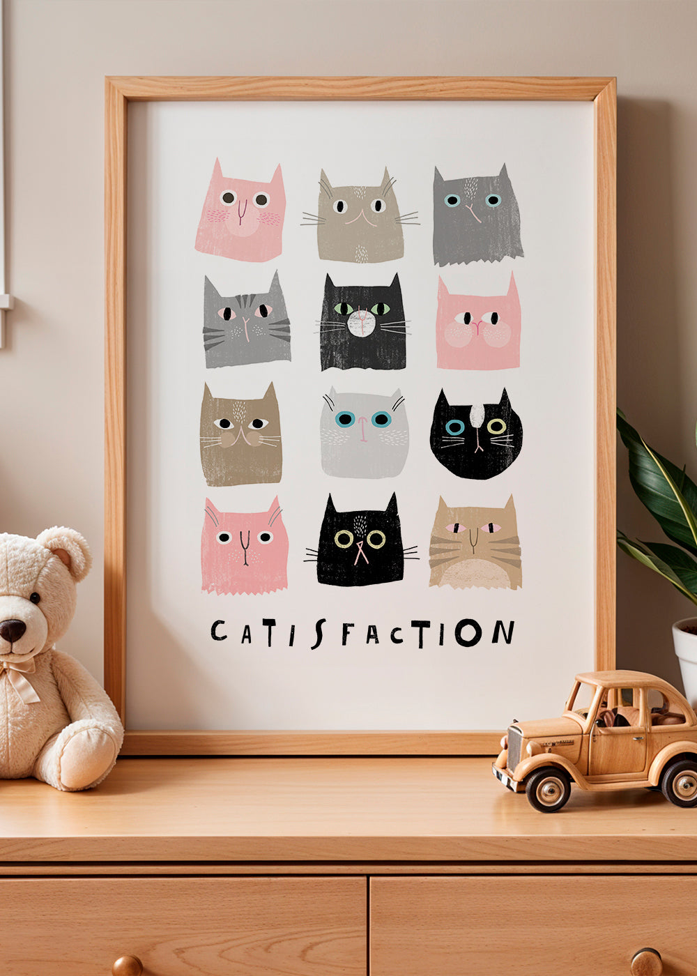 Ilustracja kotów w siatce
