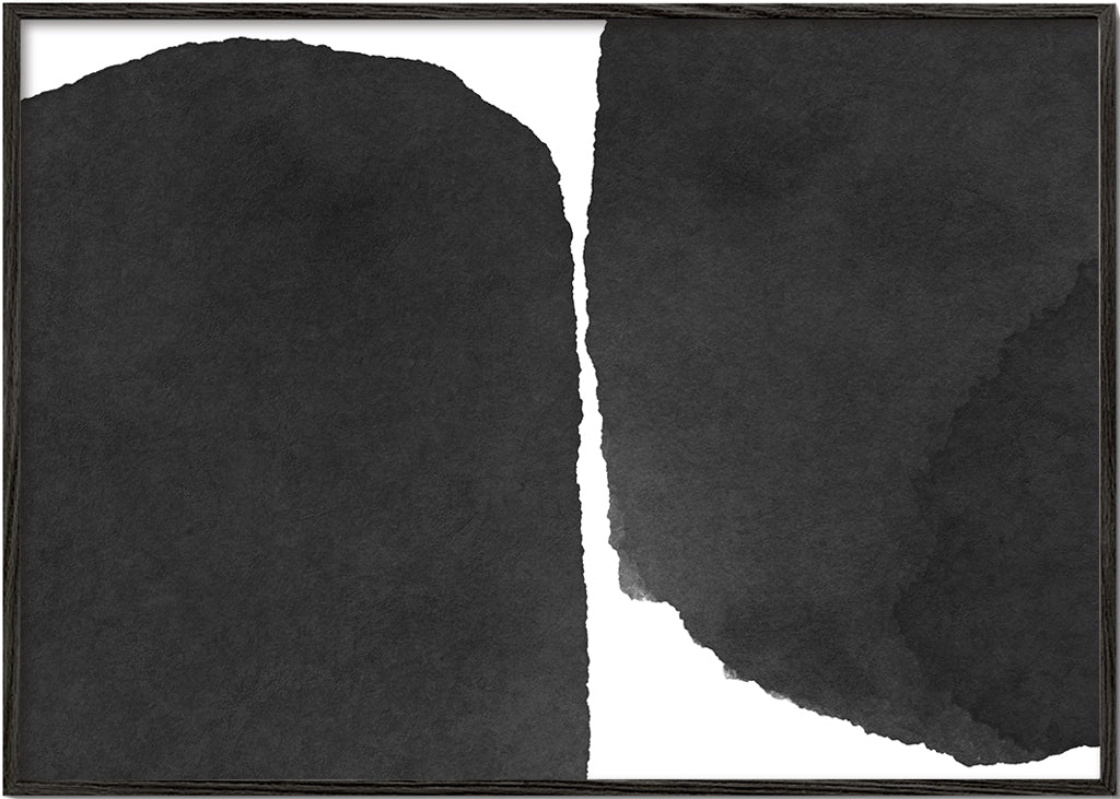 Sztuka czarno-biała minimal z plamami tuszu