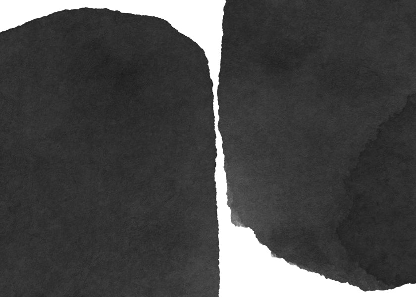Sztuka czarno-biała minimal z plamami tuszu