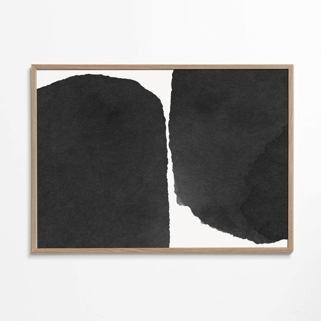 Sztuka czarno-biała minimal z plamami tuszu