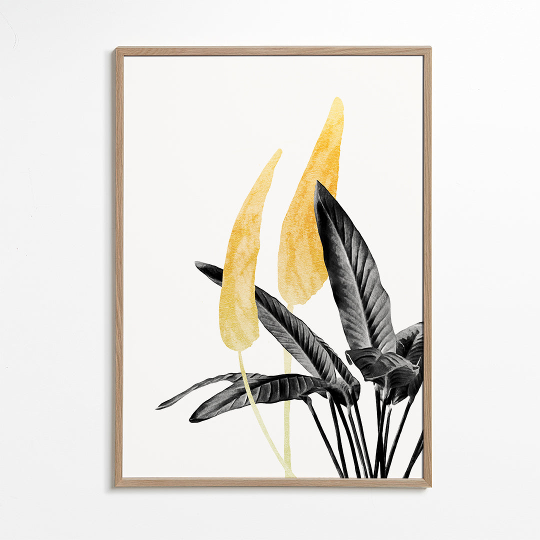 Plakat botaniczny ze złotym liściem