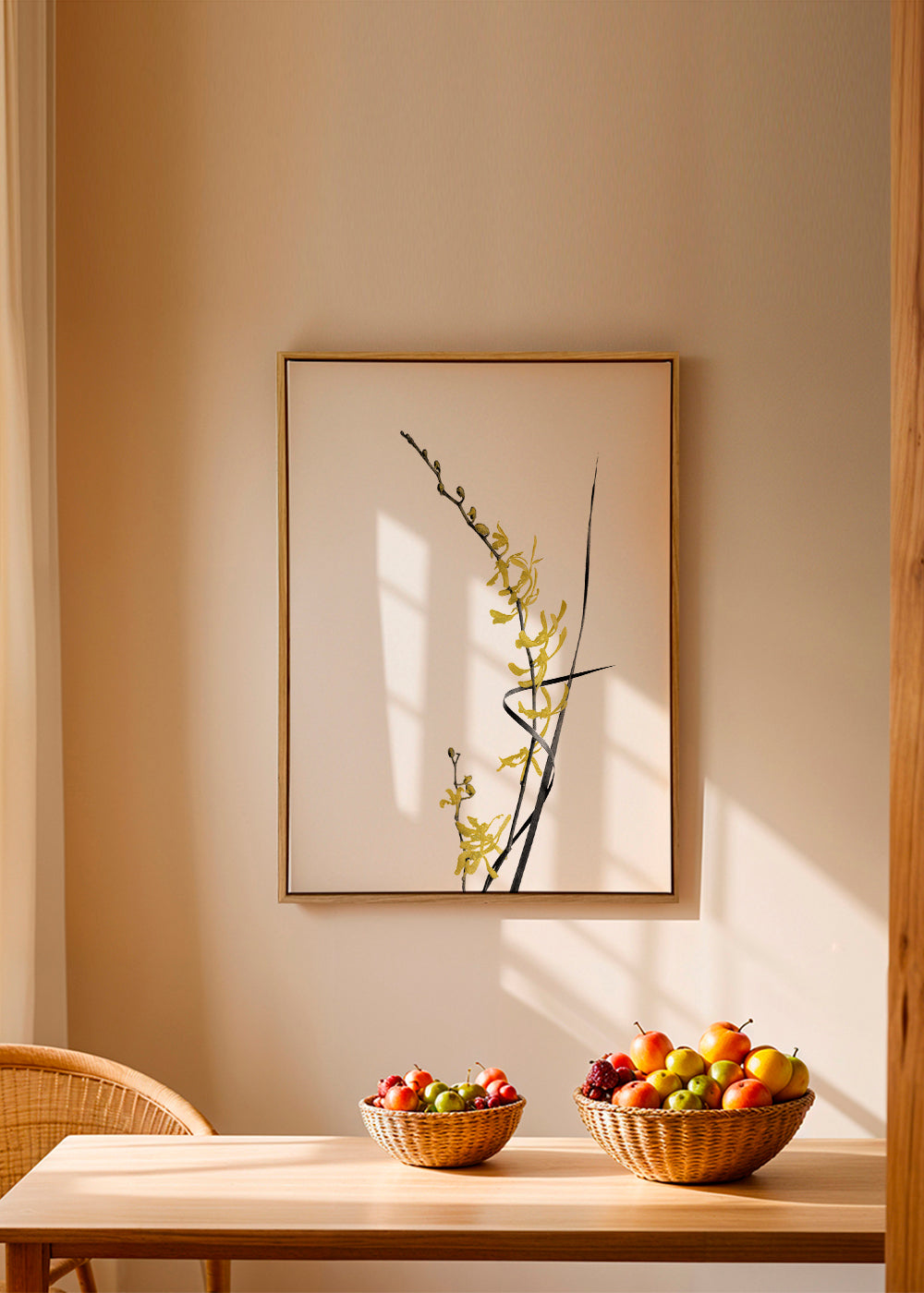 Plakat botaniczny: żółta orchidea minimal