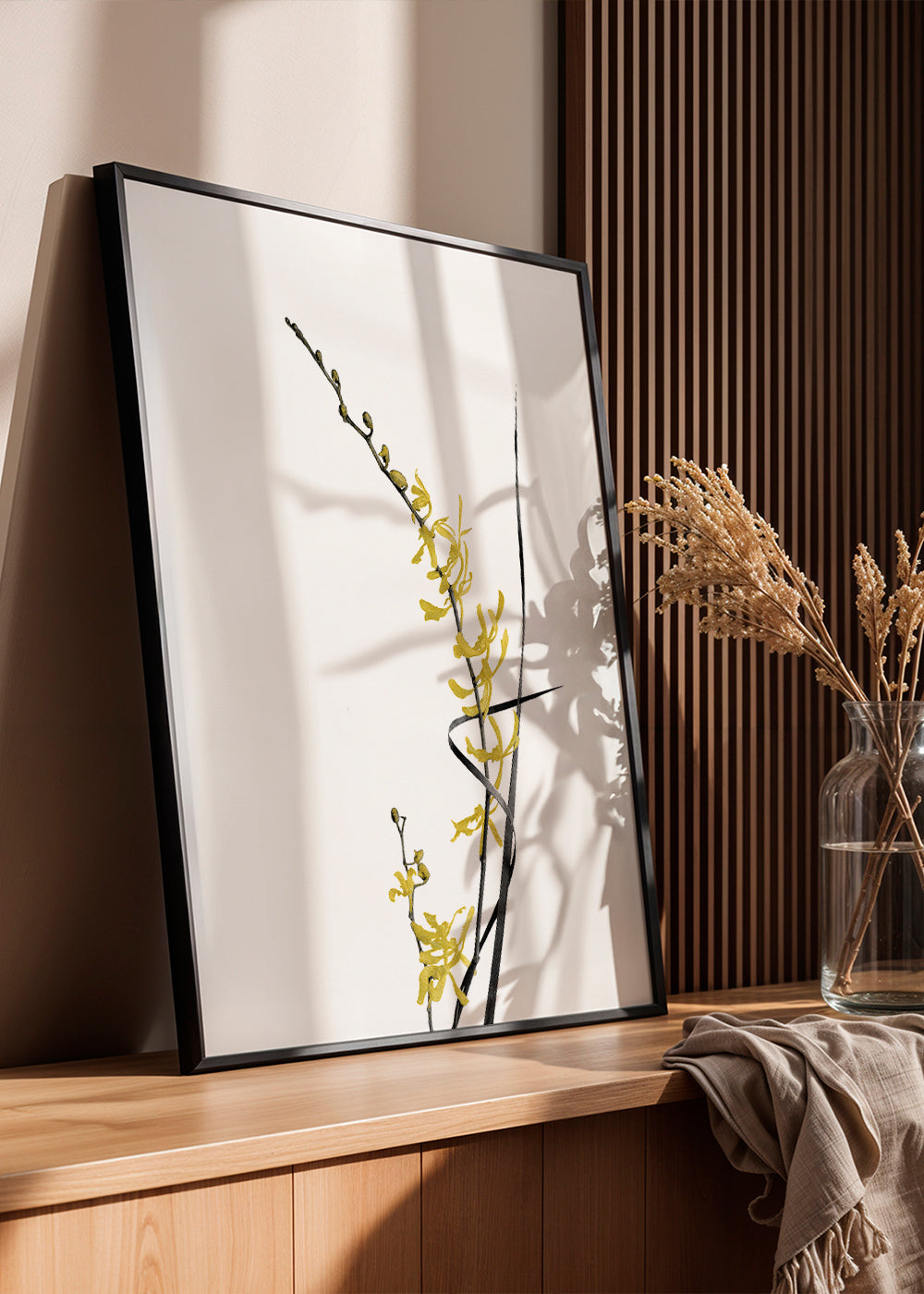Plakat botaniczny: żółta orchidea minimal