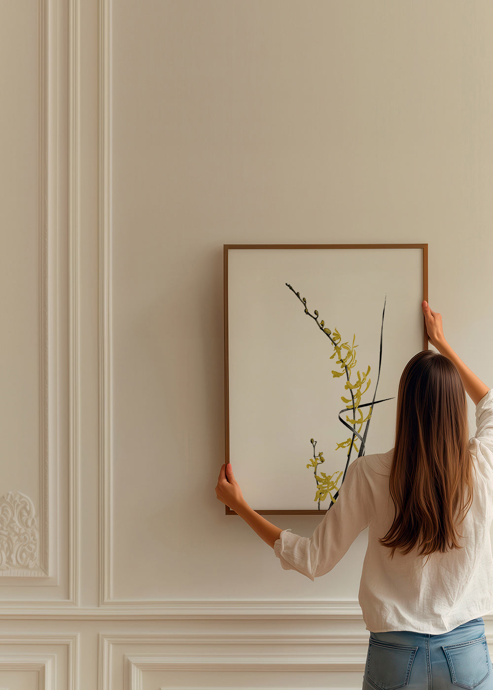 Plakat botaniczny: żółta orchidea minimal