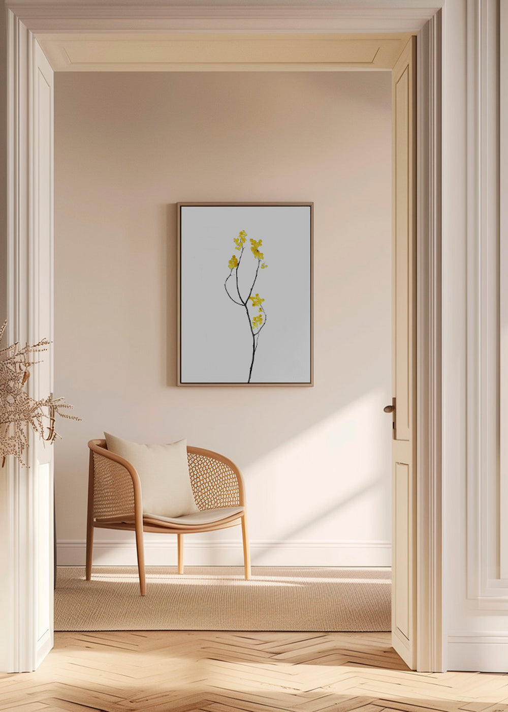 Plakat botaniczny z żółtą gałązką