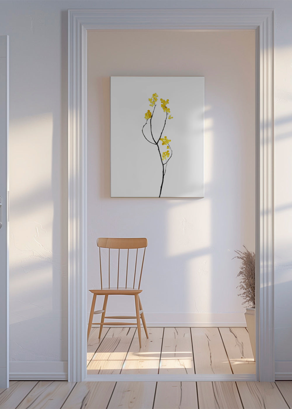 Plakat botaniczny z żółtą gałązką