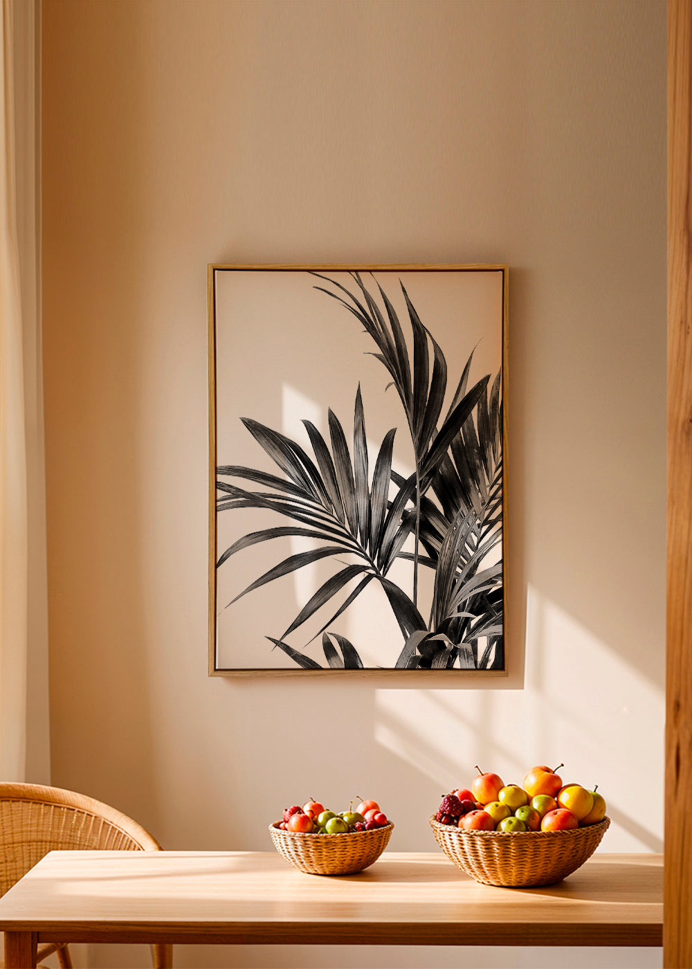 Plakat botaniczny z palmami czarno-biały