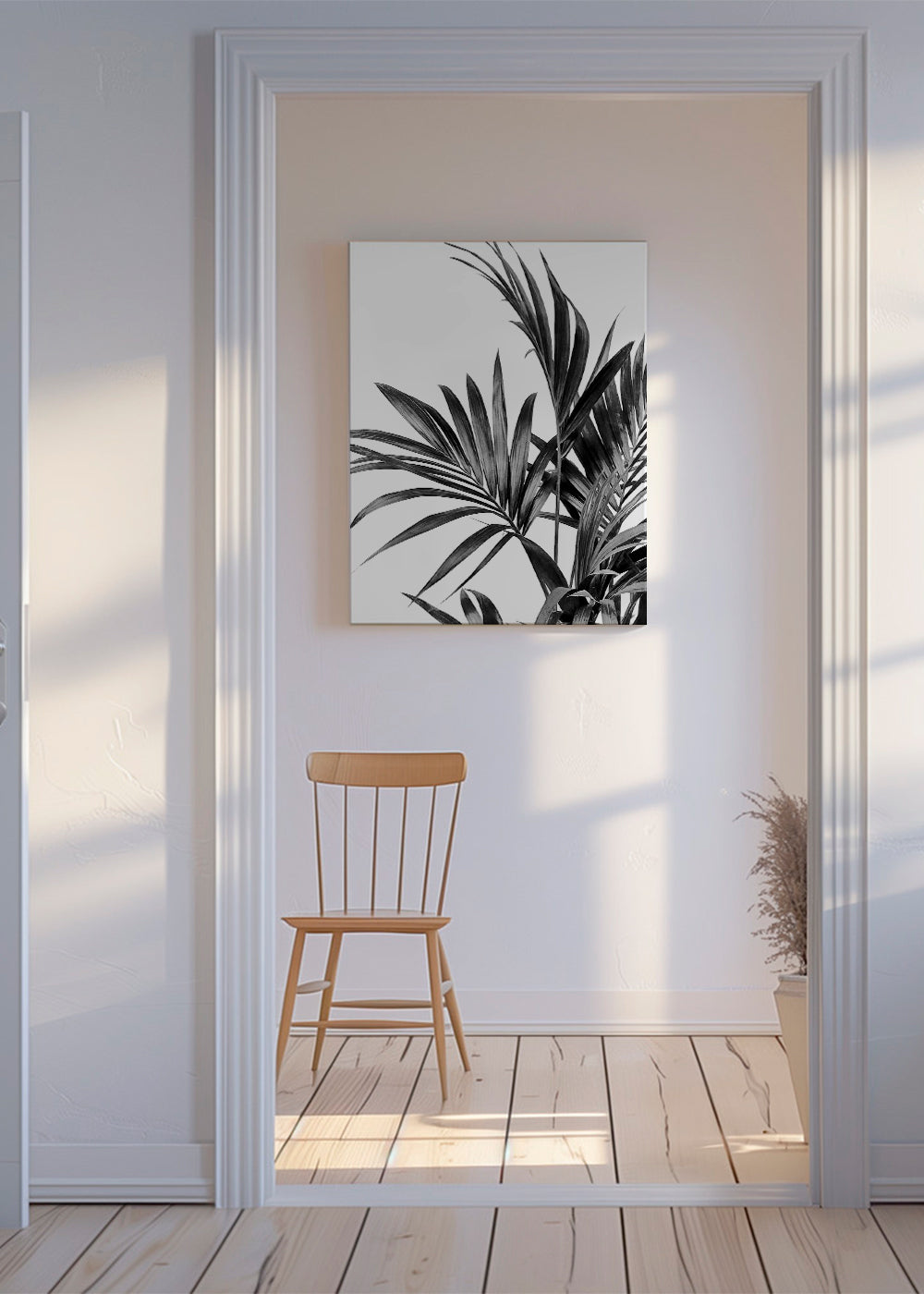 Plakat botaniczny z palmami czarno-biały