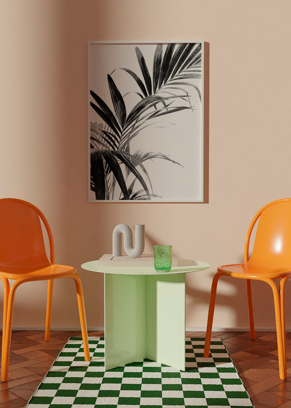 Plakat botaniczny: liście palmy w czerni i bieli
