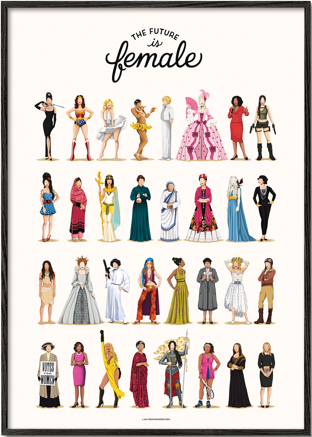 Ilustracja 'The Future is Female' ikoniczne postacie