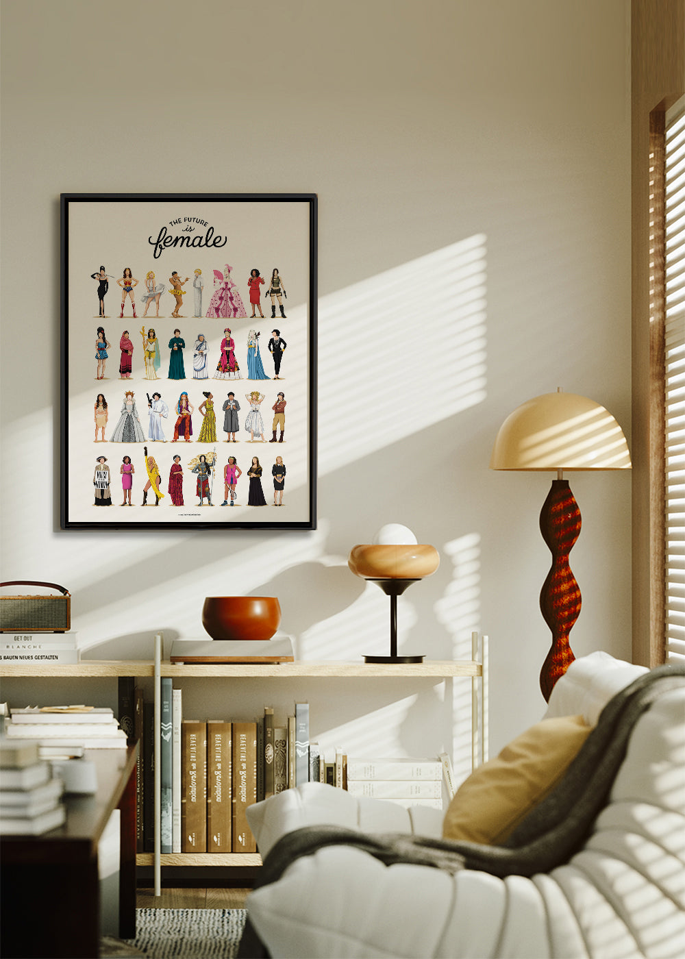Ilustracja 'The Future is Female' ikoniczne postacie