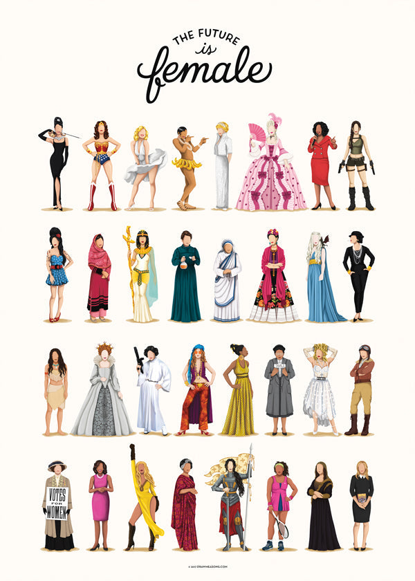 Ilustracja 'The Future is Female' ikoniczne postacie