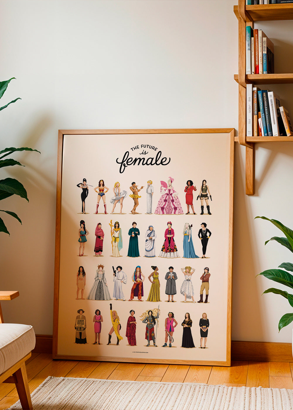 Ilustracja 'The Future is Female' ikoniczne postacie